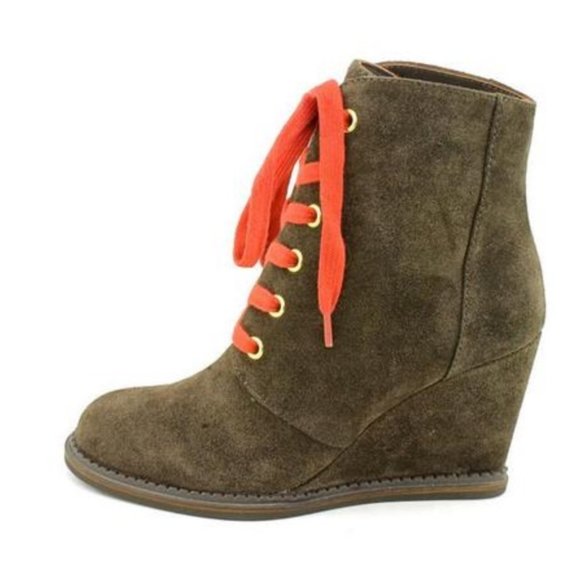 kate spade Shoes - Kate Spade SAUNDRA suede wedge boot khaki 7M